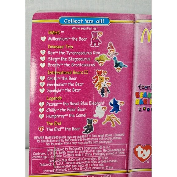 The End the Bear McDonalds TY the End Teenie Beanie Baby 1999 Sealed New on Card - Picture 12 of 12